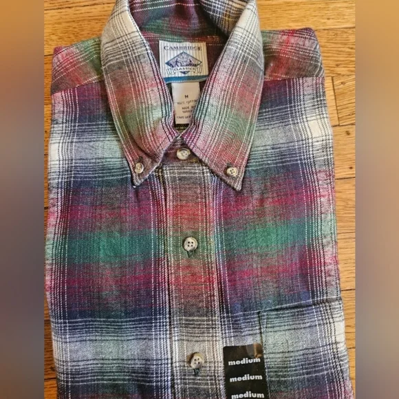 Cambridge NWT Classic VTG Long Sleeve Flannel Size M - Picture 1 of 3